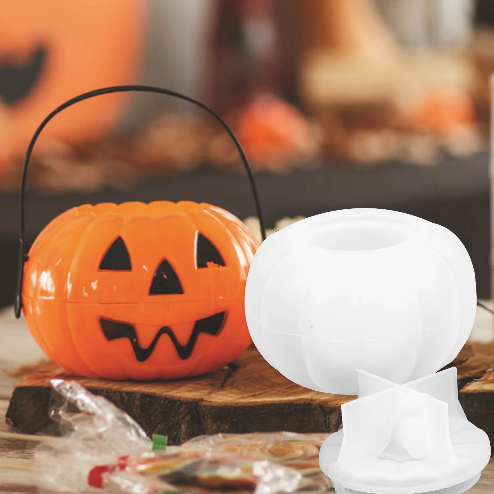 

1 комплект, форма для тыквы на Хэллоуин, силиконовая эпоксидная форма для рукоделия, банка для тыквы, крышка, вечерние банки для конфет, сделай сам, силиконовые формы