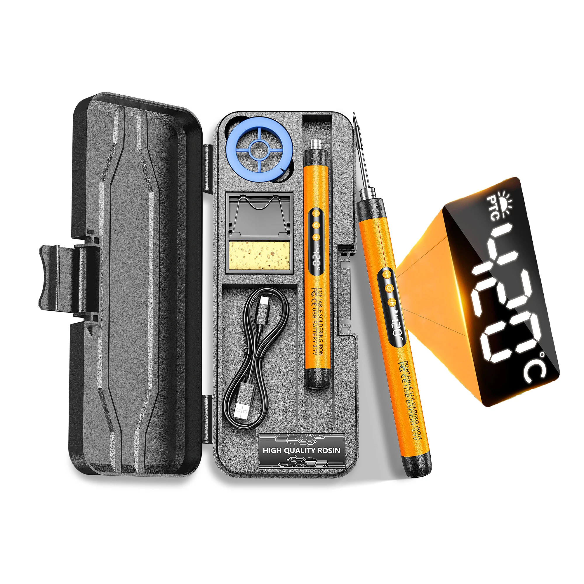 

USB Wireless Digital Electric Soldering Iron Kit Cordless Adjustable Temperature 300-450℃ Smart Welding Solder Tool Set