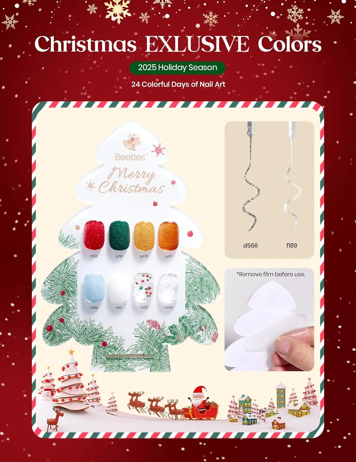 Christmas Gel Nail Art Kit with LED Lamp, Polishes & Festive Tools - 37-Piece Holiday Gift Set for Women and Girls