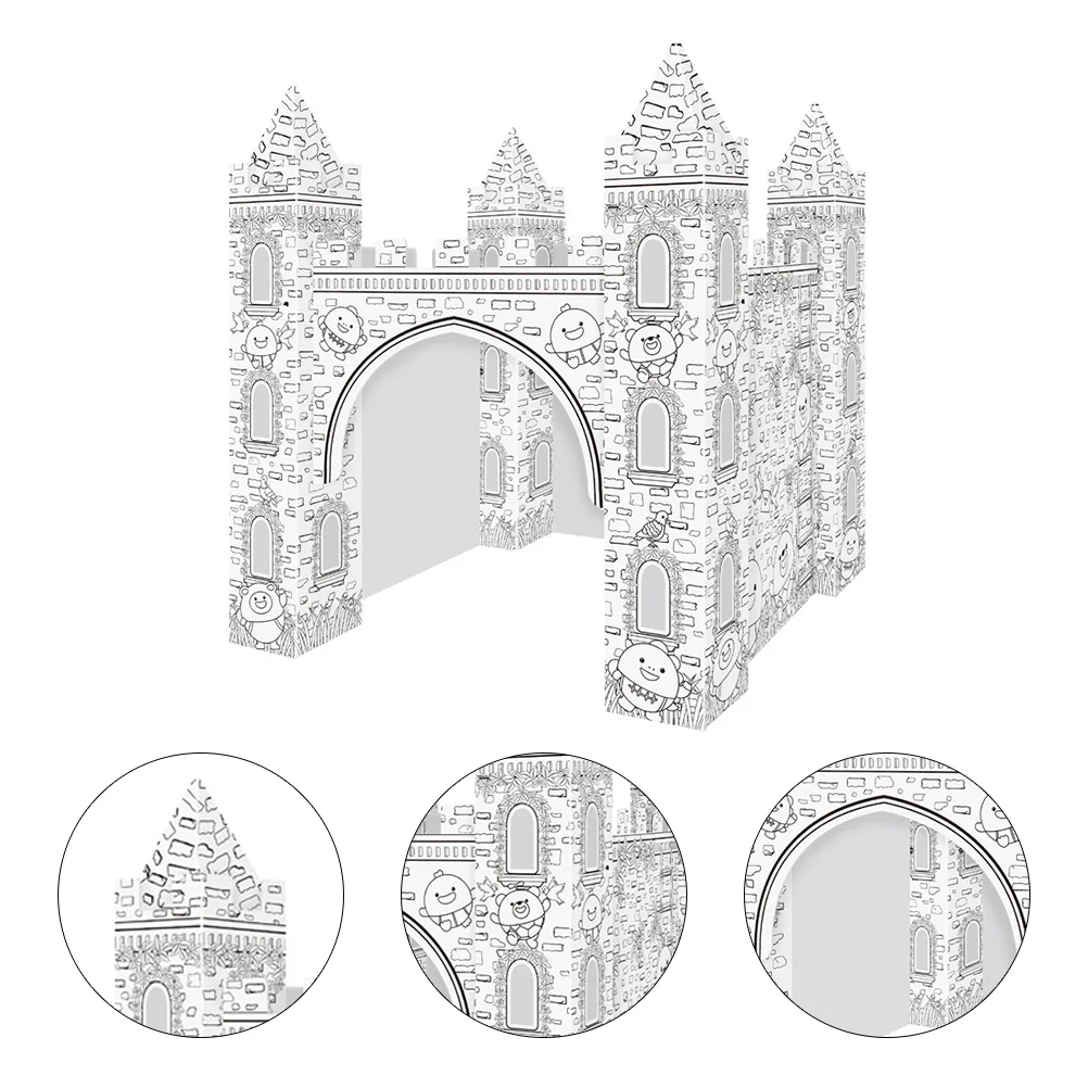 Graffiti Toy 3D Castelo Coloração Quebra-cabeça Desenho Papel Em Branco DIY Colorir Cartão