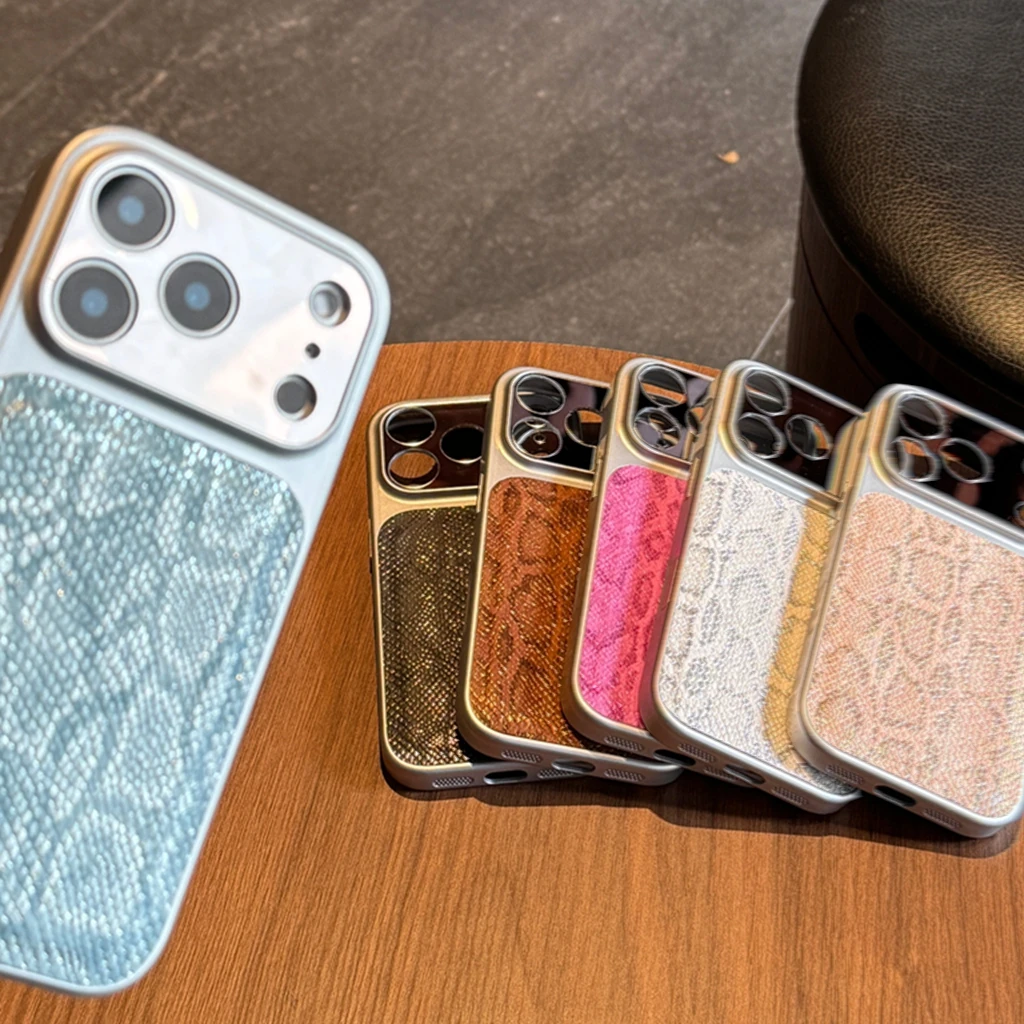 المتقدمة شخصية بلون جلد الثعبان نمط الجلود الاصطناعية الحبل غطاء الهاتف القضية آيفون 17 16 15 14 برو ماكس #3