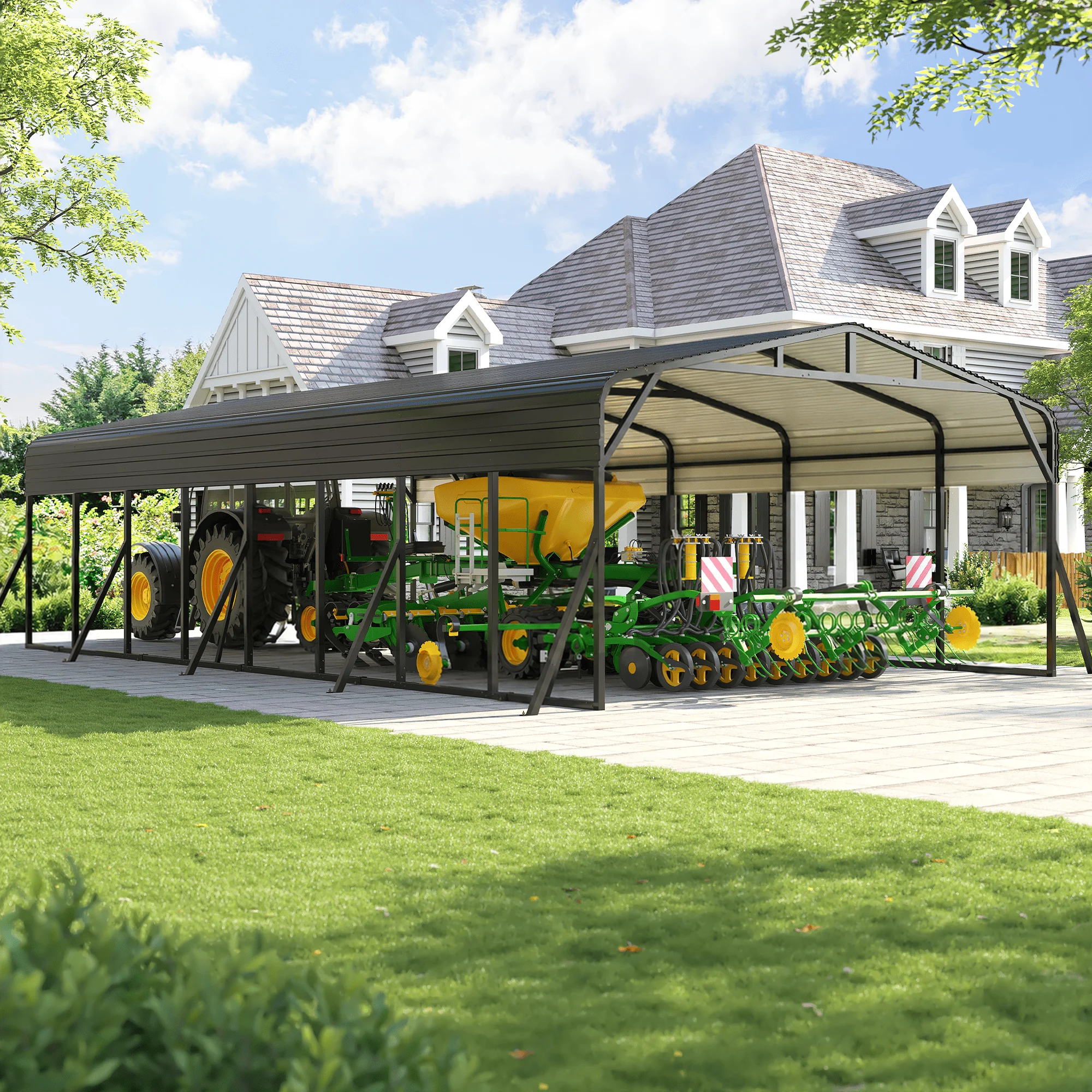 20x40FT Polar Aurora Metal Carport Shelter, Heavy-Duty Galvanized Steel, Reinforced Base, Portable Freestanding Cover for All Ve