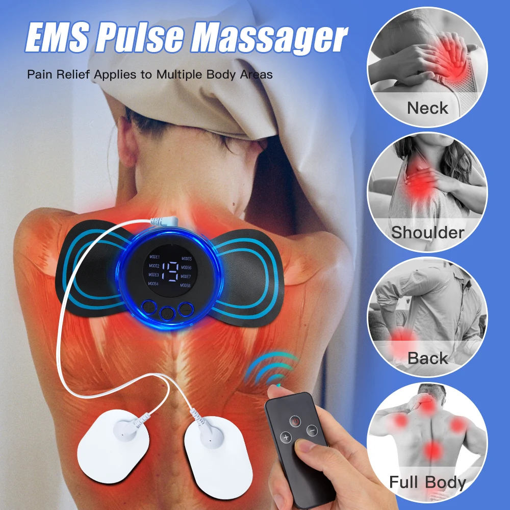 

EMS Electric Pulse Neck Massager Lcd Screen 8 Modes with Back Extending Massage Patches Low Frequency Pulse Massage Pain Relief