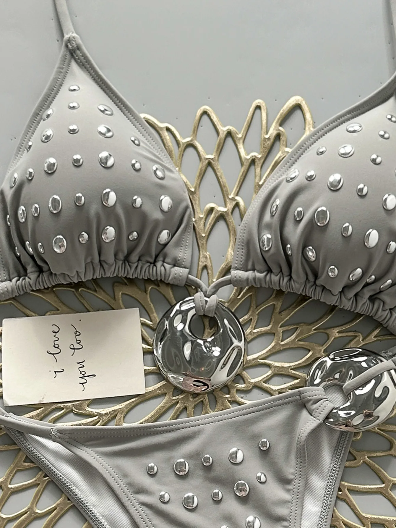 2026 Shiny Sequin Bikini Women Swimwear Female Swimsuit Two-pieces Bikini Set Wrap Around Halter Bathing Suit Swim Beach Wear view 4