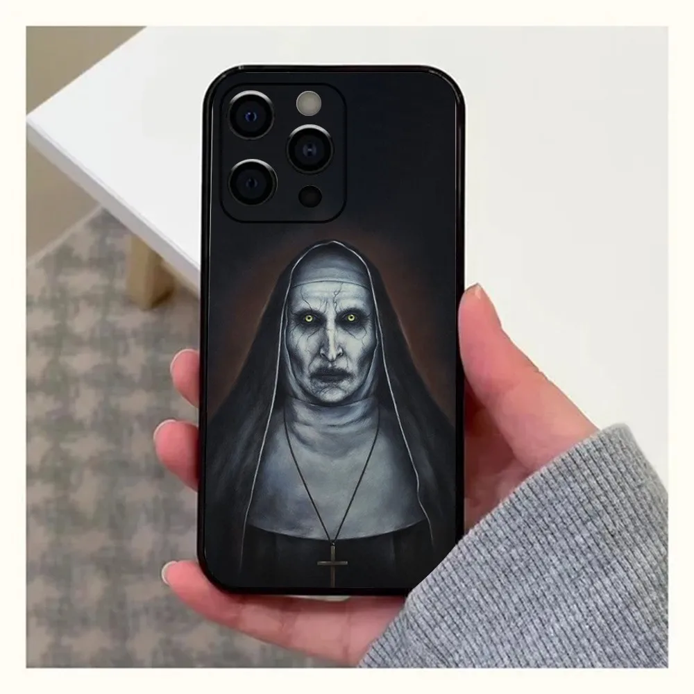 The Nun Valak Horror Phone Case For Apple iPhone 15,14,13,12,11,Pro,X,XS,Max,XR,Plus,Mini Soft Black Cover