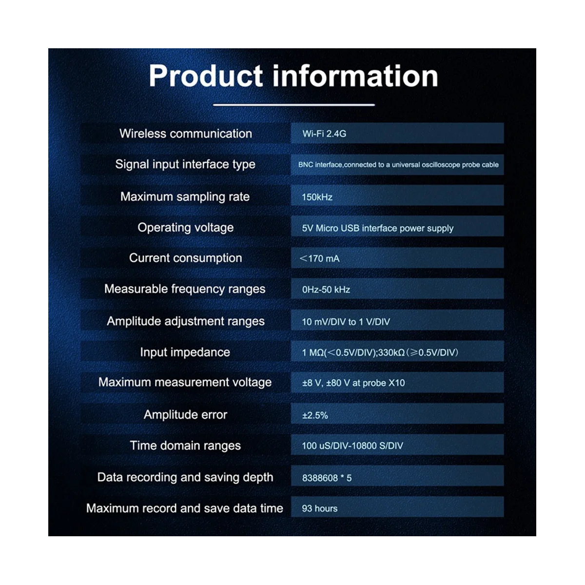 TOOLTOP 5 Channels WiFi 2.4G USB Synchronous Oscilloscope Sampling Rate Automatic Amplitude Measure BNC Signal Data Input