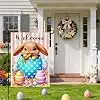 Summer Welcome Garden Flag 12 x 18 Inch Double Sided Burlap Bunnie Flags Bunny in Cracked Eggs with Carrot Flag for Outside  jjp