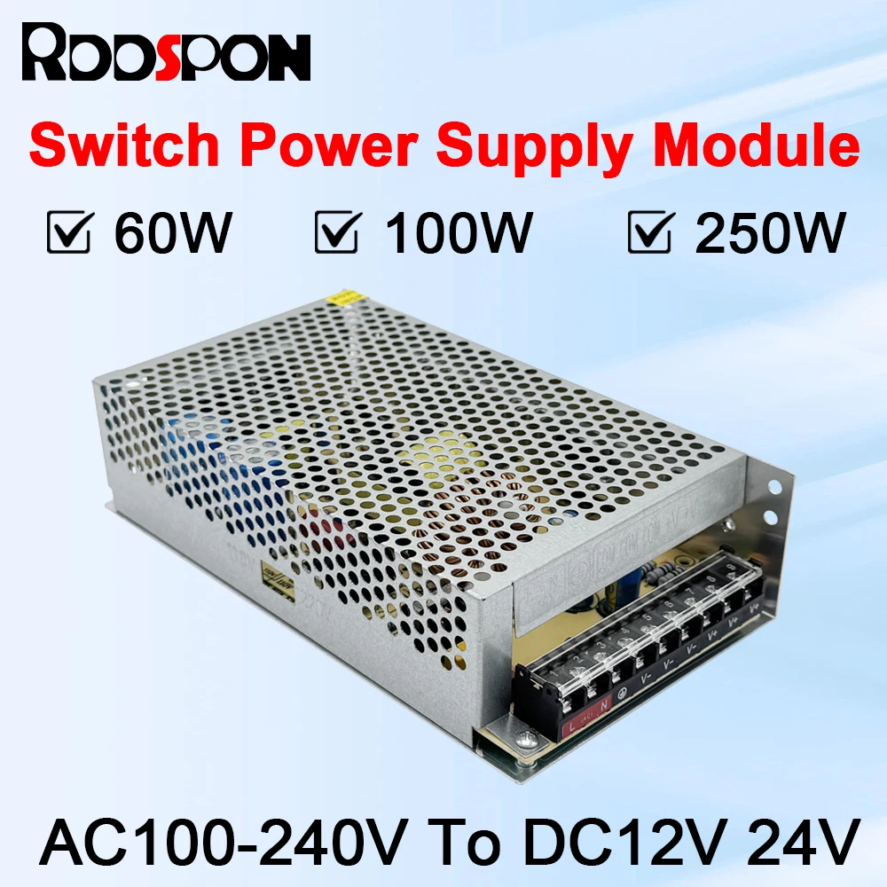 

DC 12V 24V Switching Power Supply 60W 100W 250W 5A AC to DC LED Transformer Power Adapter Switching Power Supply Industrial SMPS