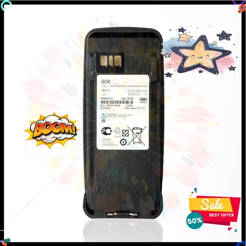 SWZY PMNN4077C Walkie Talkie Li-ion Battery 3200mAh For Motorola XIR P8200 DP3400 MTR3000 Two Way Radios New Upgrade Type-C Char