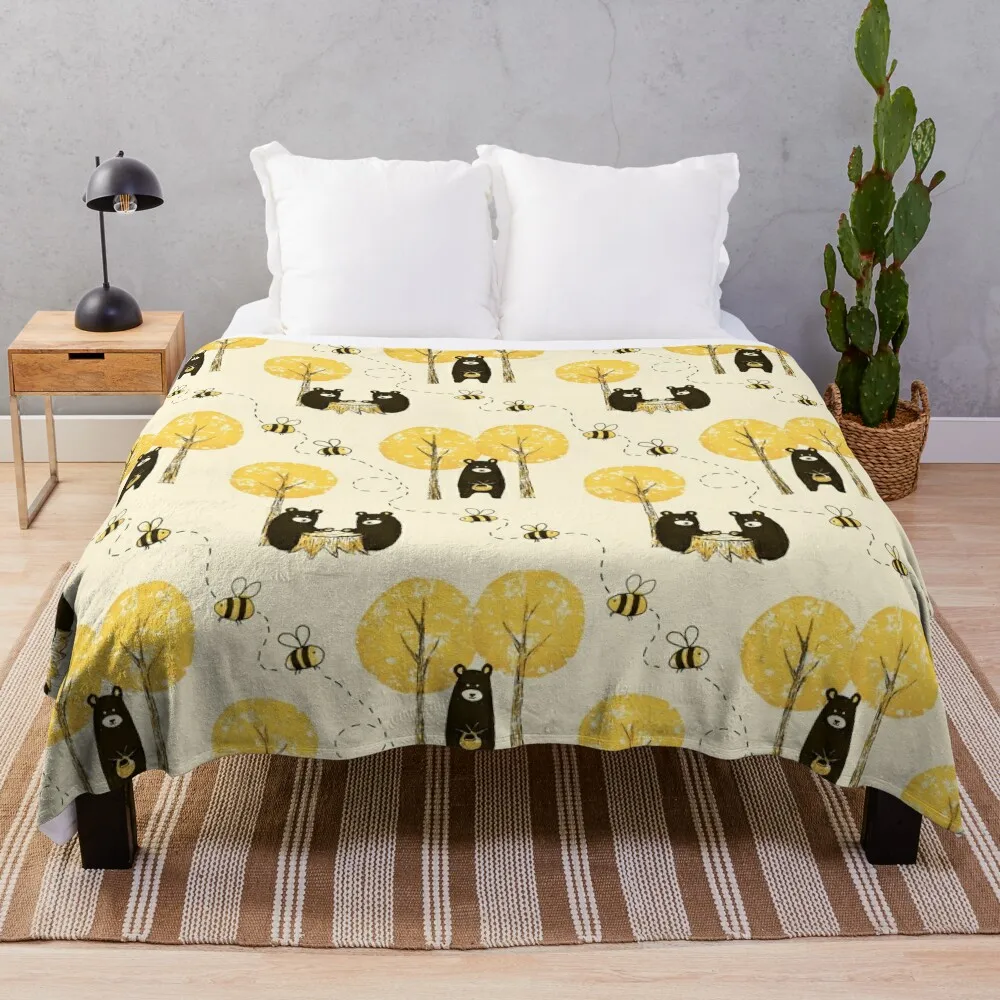 Bear Necessities Pattern Throw Blanket for sofa blankets and throws Thermals For Travel Blankets