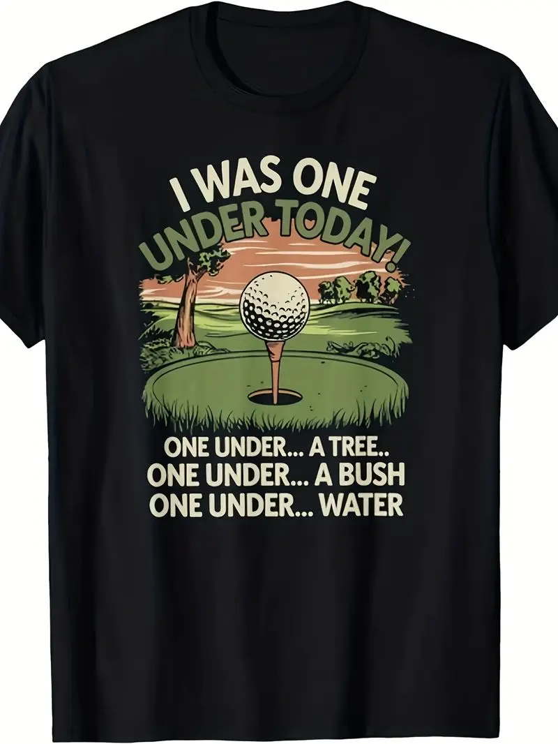 I Was One Under Today Funny Golf T-Shirt Retro Humorous Golfer Tee, Low Score Design, Casual Short Sleeve, For Men, Unisex