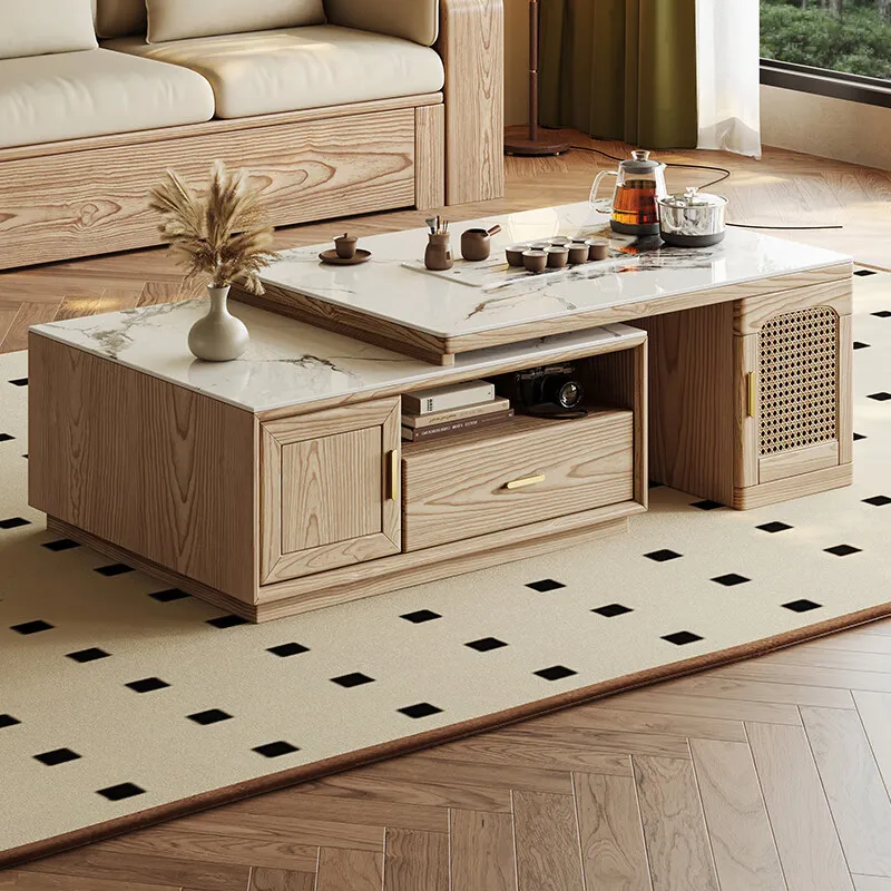 Ash wood, solid wood table, multi-functional boiling water, modern living room