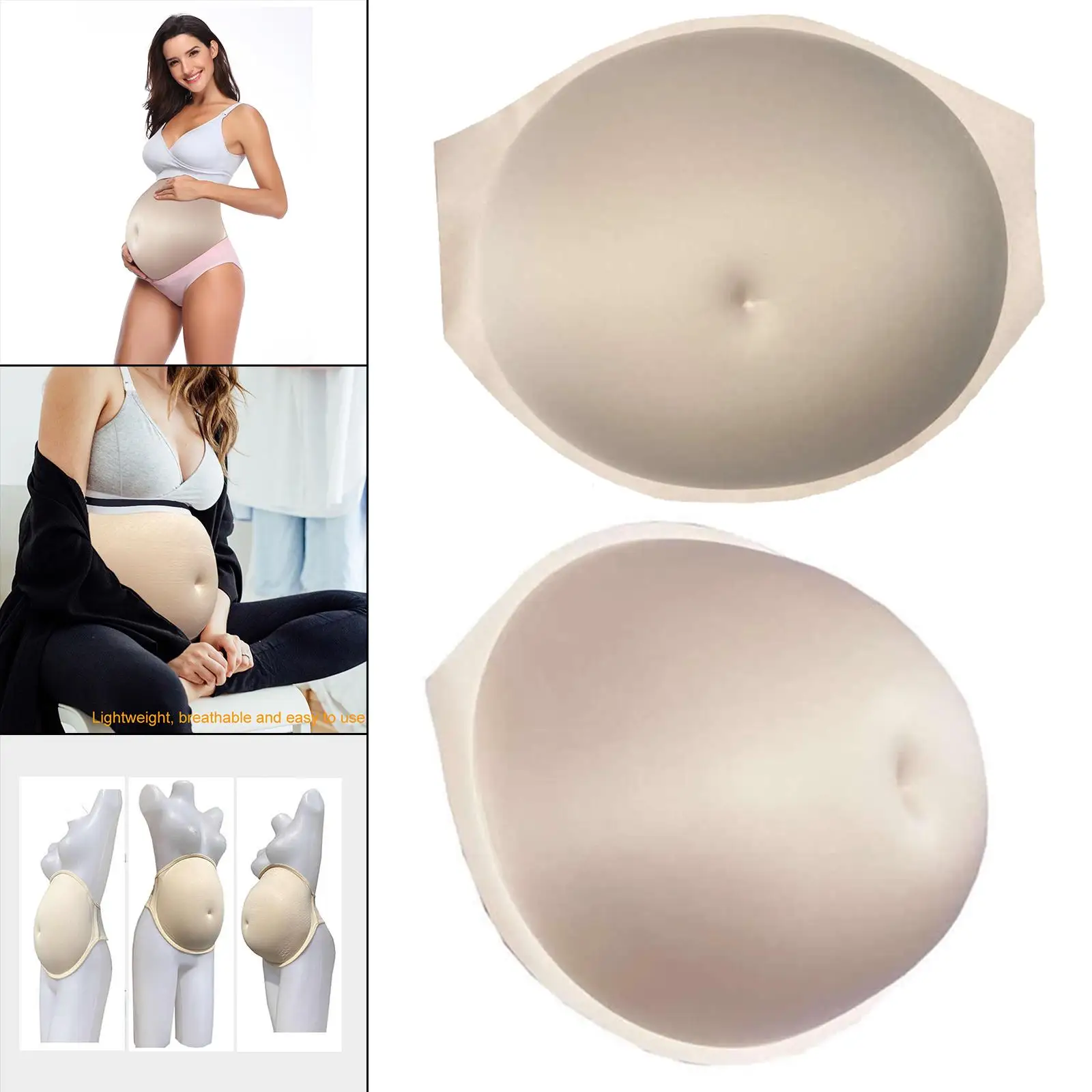 Fake Pregnant Belly Costume Sponge Breathable False Baby Tummy Skin Color for Photography Props Advertising Actor Performance