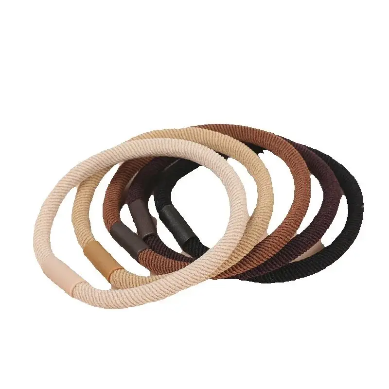 50 pièces 4mm couleur néon cordons sergé bandes de cheveux élastiques 5mm Beige café caoutchouc cravate de cheveux pour les filles élastique pour queue de cheval chouchous de cheveux