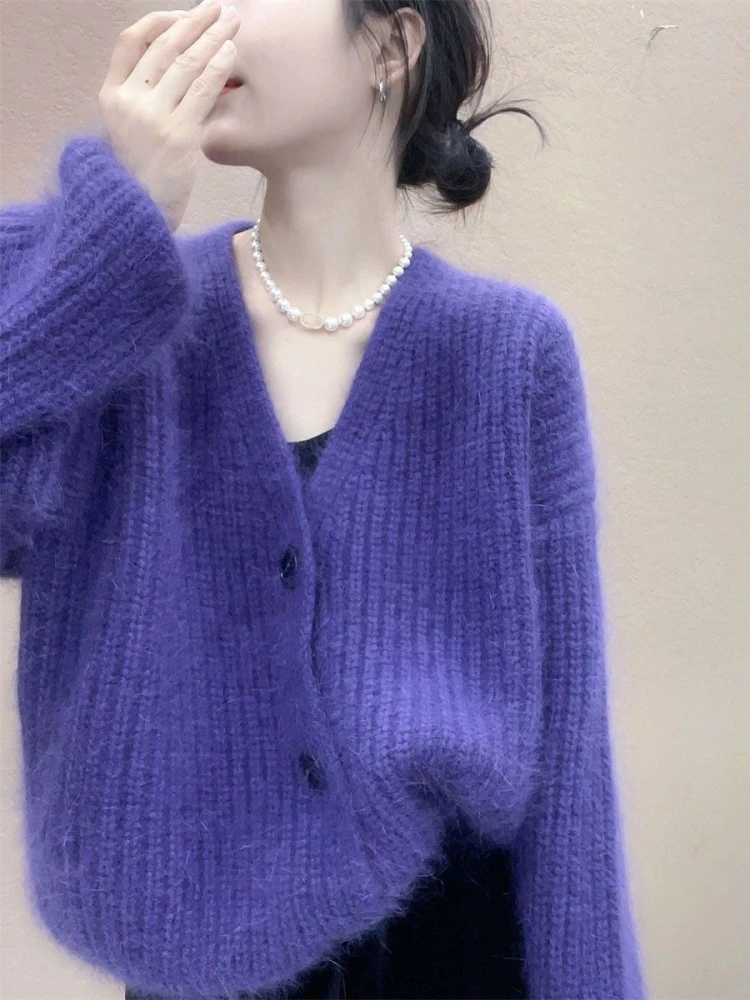 

plus Size Women's Long Sleeve Knitwear Cardigan Loose Comfortable Soft Autumn Winter Outerwear V-neck Button Design Casual Style