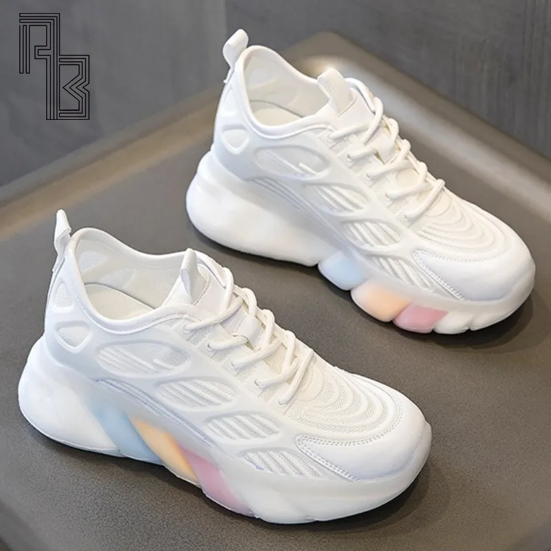 

Женские кроссовки на платформе, женская повседневная обувь для старого папы, женская спортивная сетчатая вулканизированная обувь на шнуровке, Zapatillas Mujer