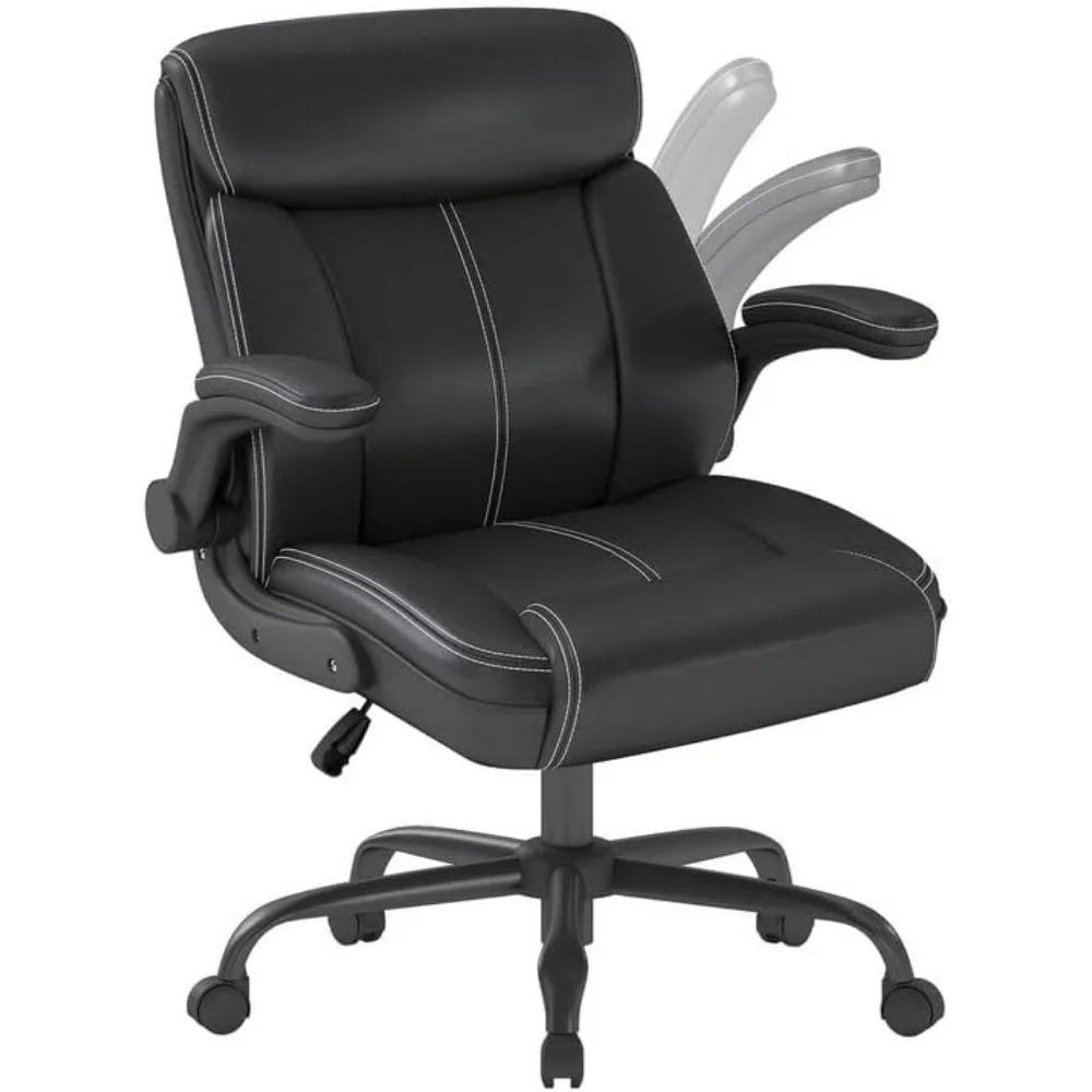 

AnyGod Executive Leather Office Chair, Ergonomic Home Office Desk Chair with Flip-up Armrests, Lumbar Support, Adjustable Height