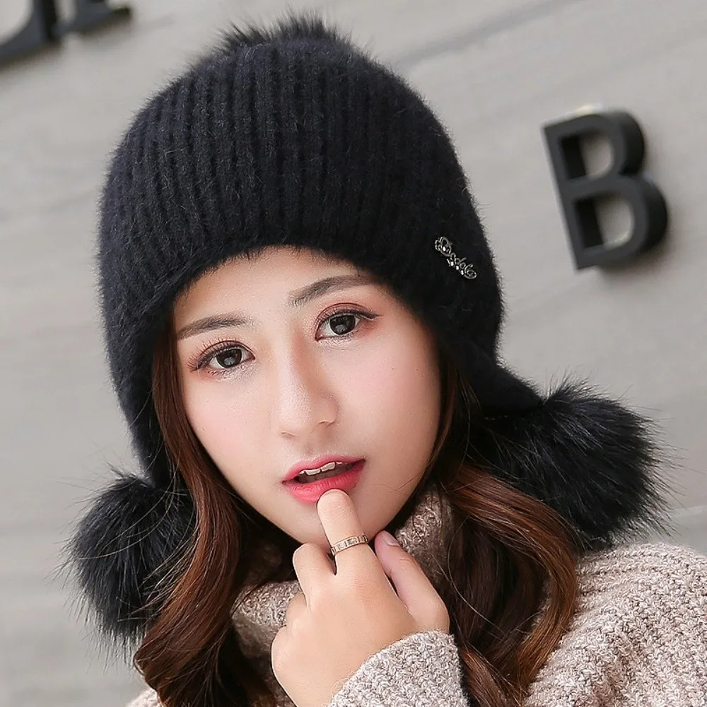 

Fashion Thicken Women Winter Hat Keep Warm Cold Windproof Warm Hat Ear Protection Solid Color Warm Beanie Caps Outdoor
