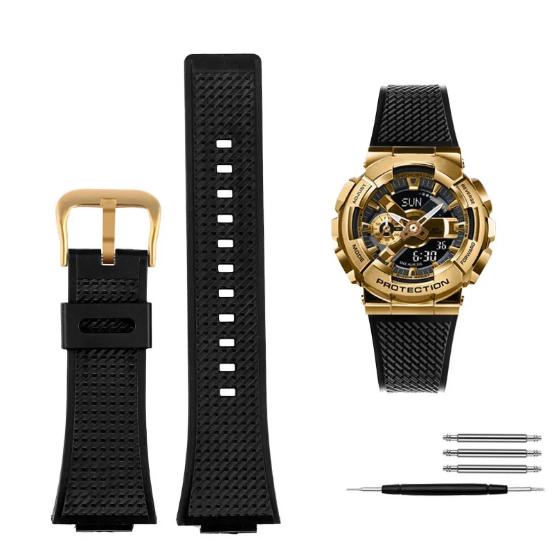 Plastic watchband for Casio G-Shock strap men's GM-110RB / SG / b tape resin wristband small steel gun steel heart men bracelet