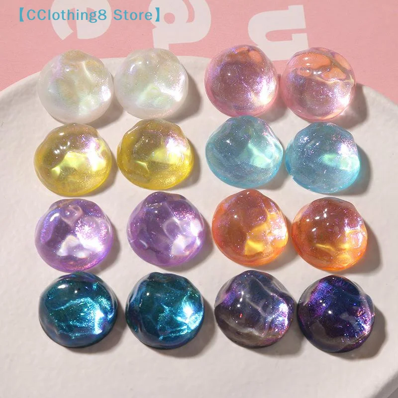 10Pcs Glitter Wave Effect Geometry Rounds Shape Flatback Cabochon Beads Diy Jewelry Earring/Hair Accessory【AliS8】