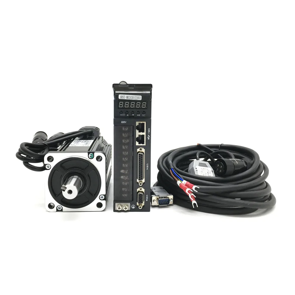 Imagem -02 - Conjunto 220 W100w 80st-m02430 60st-m01330 40st-m00330 90st-m02430 Rs485 1000 Linha tipo Encoder do Incremento do Motorista do Servo Motor da C.a. 2500 v