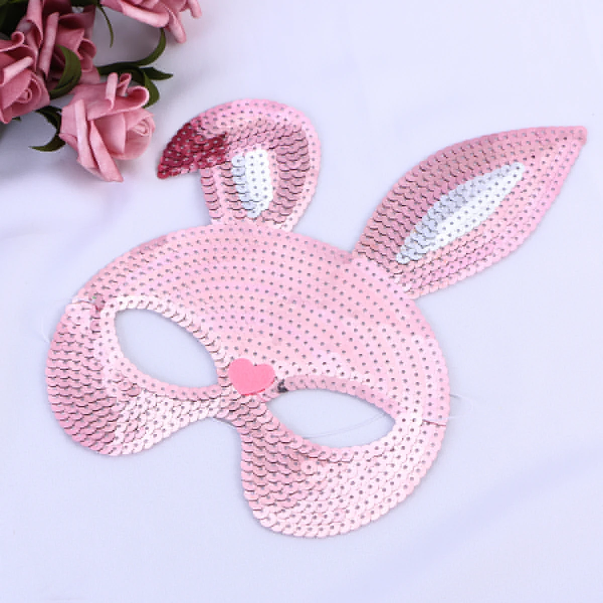 

Rabbit Mask Lightweight Comfortable Breathing Design Elegant Sequins Half Face Masquerade Carnival Halloween Cosplay Party