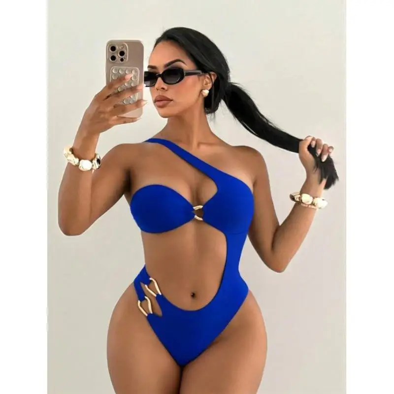 

Asymmetric Ne Hollow out Gold Color Women's Pure Color Casual Sport Suit Seven Sve Length Autumn Season X 472 Sle