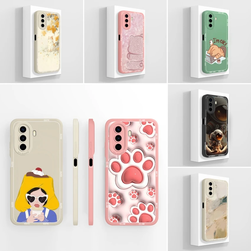 Para Huawei NovaY70 Y70 Plus Linda funda de teléfono con garra de Animal Protector de pantalla carcasa antideslizante para Huawei Nova Y72 Y72s funda de silicona