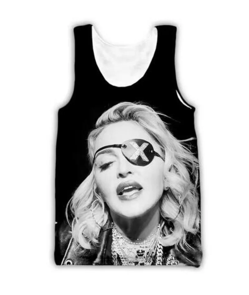 

New Fashion Men/Women Madonna X 3D Printed Sleeveless Vest Streetwear Men Loose Sporting Tank Top B057