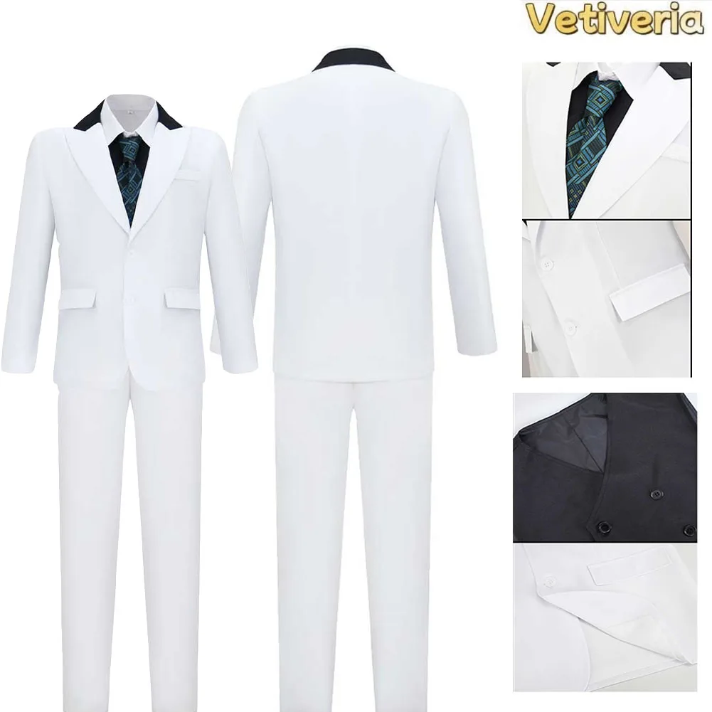 

Kingpin Cosplay Costume TV Roleplay Blazer Men Fantasy Tie Coat Pants Vest Shirt Outfits for Male Halloween Carnival Party Suits
