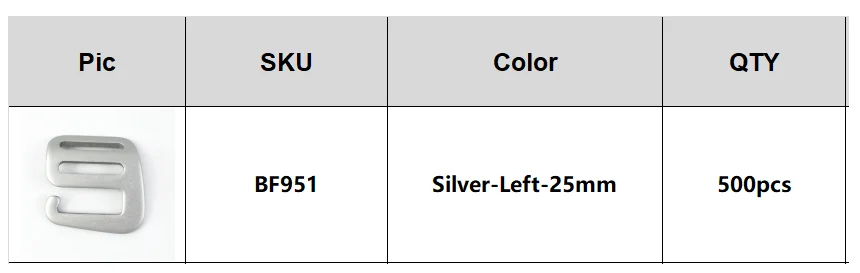 For VIP DE shopper 500Pcs 25mm Silver Left G Hook Metal Buckles