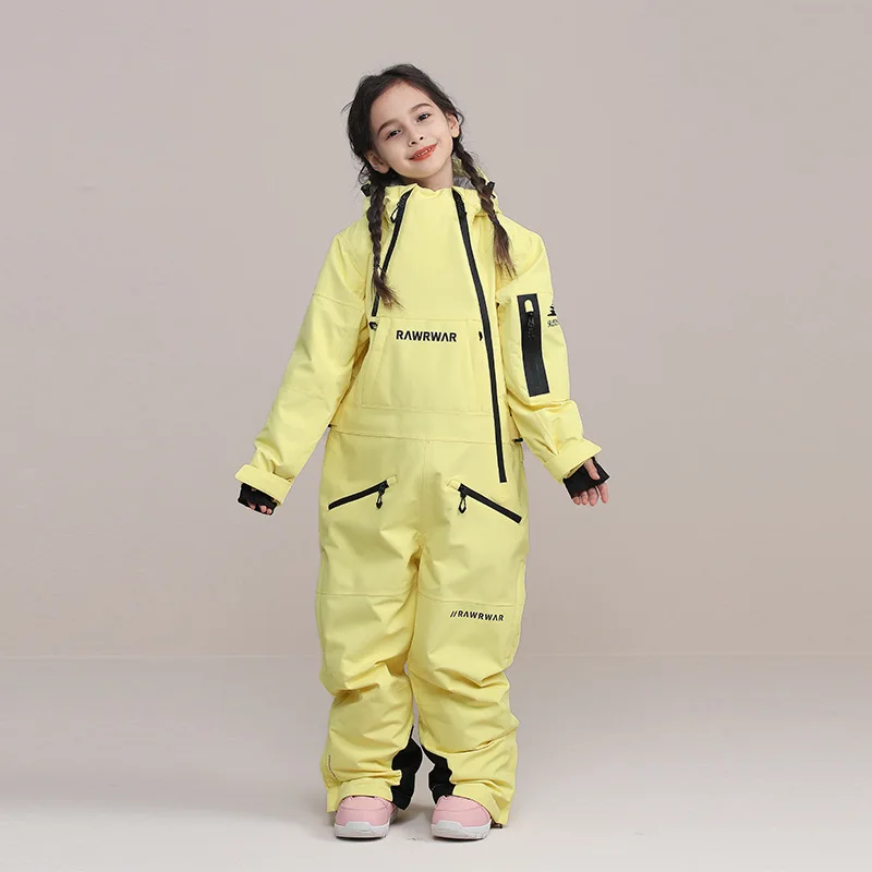 2023 Winter New Kids One-Piece Ski Suit Girls Boys Snowboard Suit Overalls Warm Children Ski Set Jumpsuits Windproof Waterproof