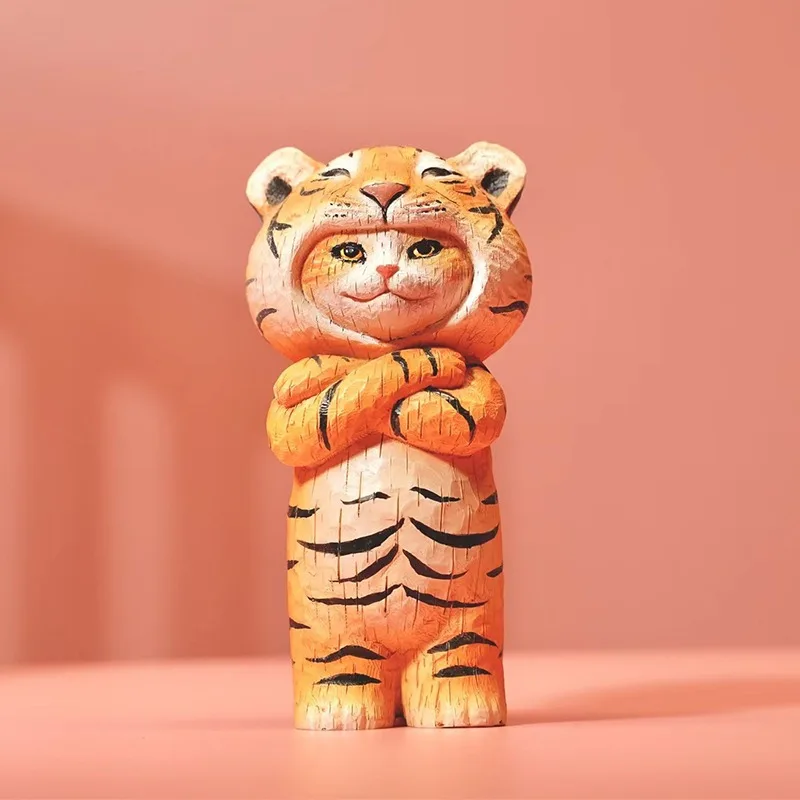 Woodcut cat cute exquisite simulation tiger cat ornament figure periphery