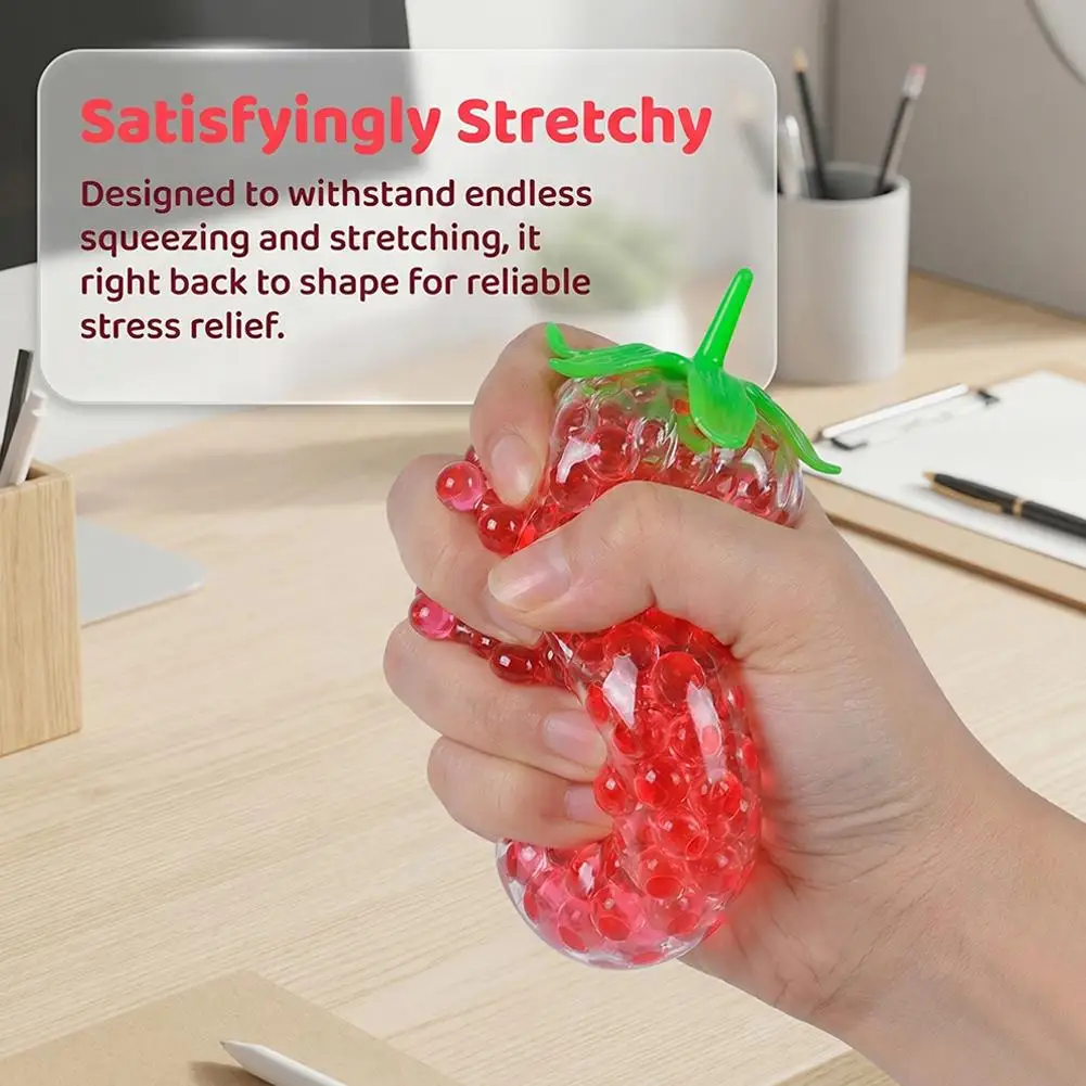 1/2/3 Stück Kristall-Erdbeer-Stressabbau-Spielzeug TPR Quetschball Dehnbares Fidget-Spielzeug Lustiges Anti-Stress Sensorisches Spielzeug – Detail 3