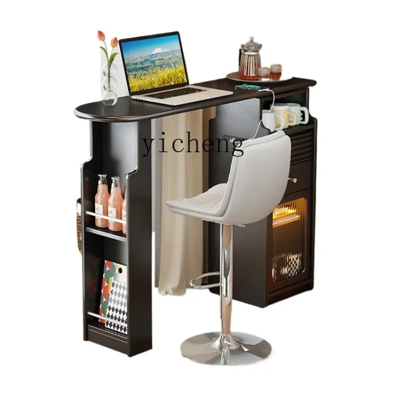 

balcony tea bar counter retractable high-end small mini coffee bar counter integrated cabinet