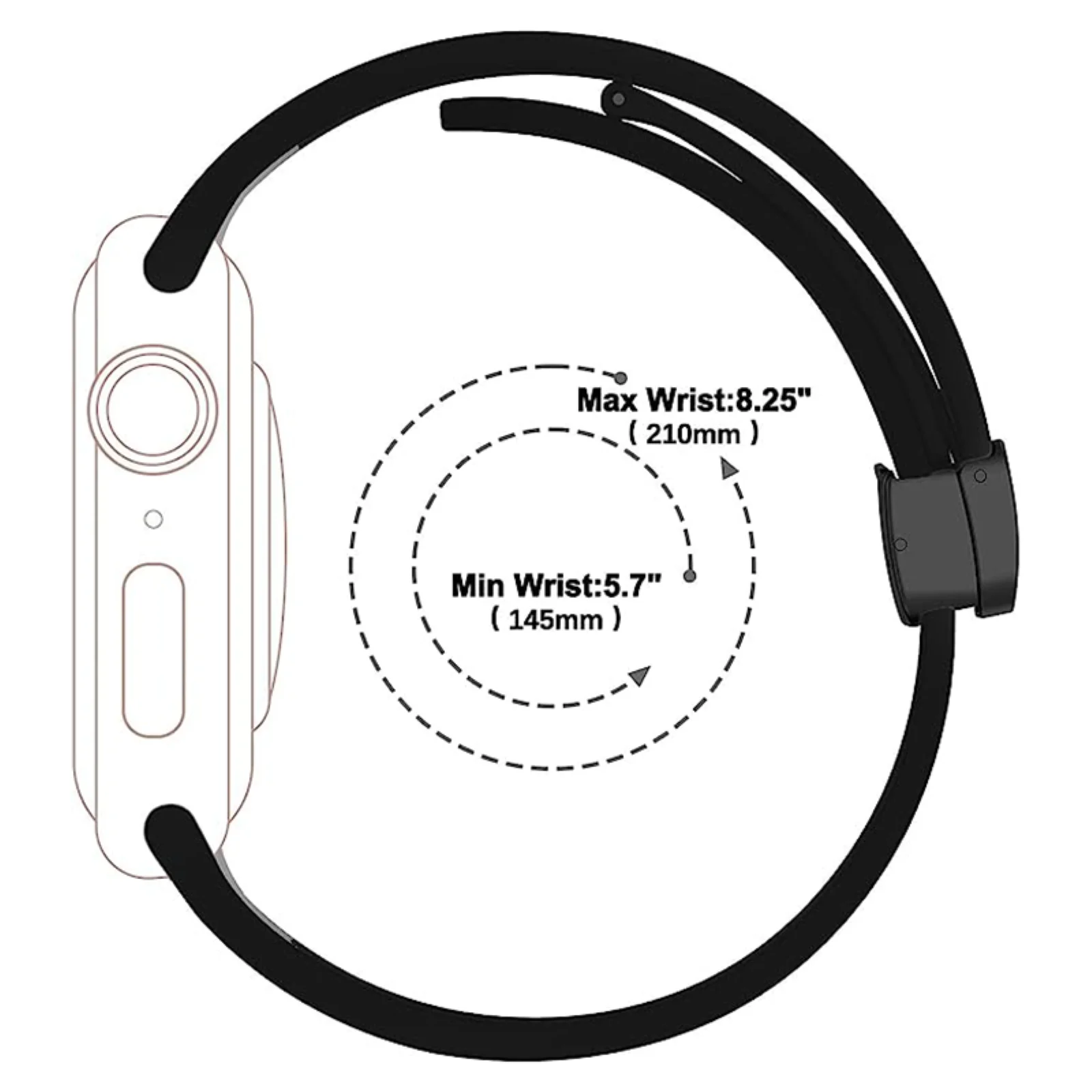 Correa de silicona resistente al sudor con cierre magnético fuerte para Apple Watch Series 10/9/8/7/correa Ultra ajustable 49/45/44/42/41/40/38mm