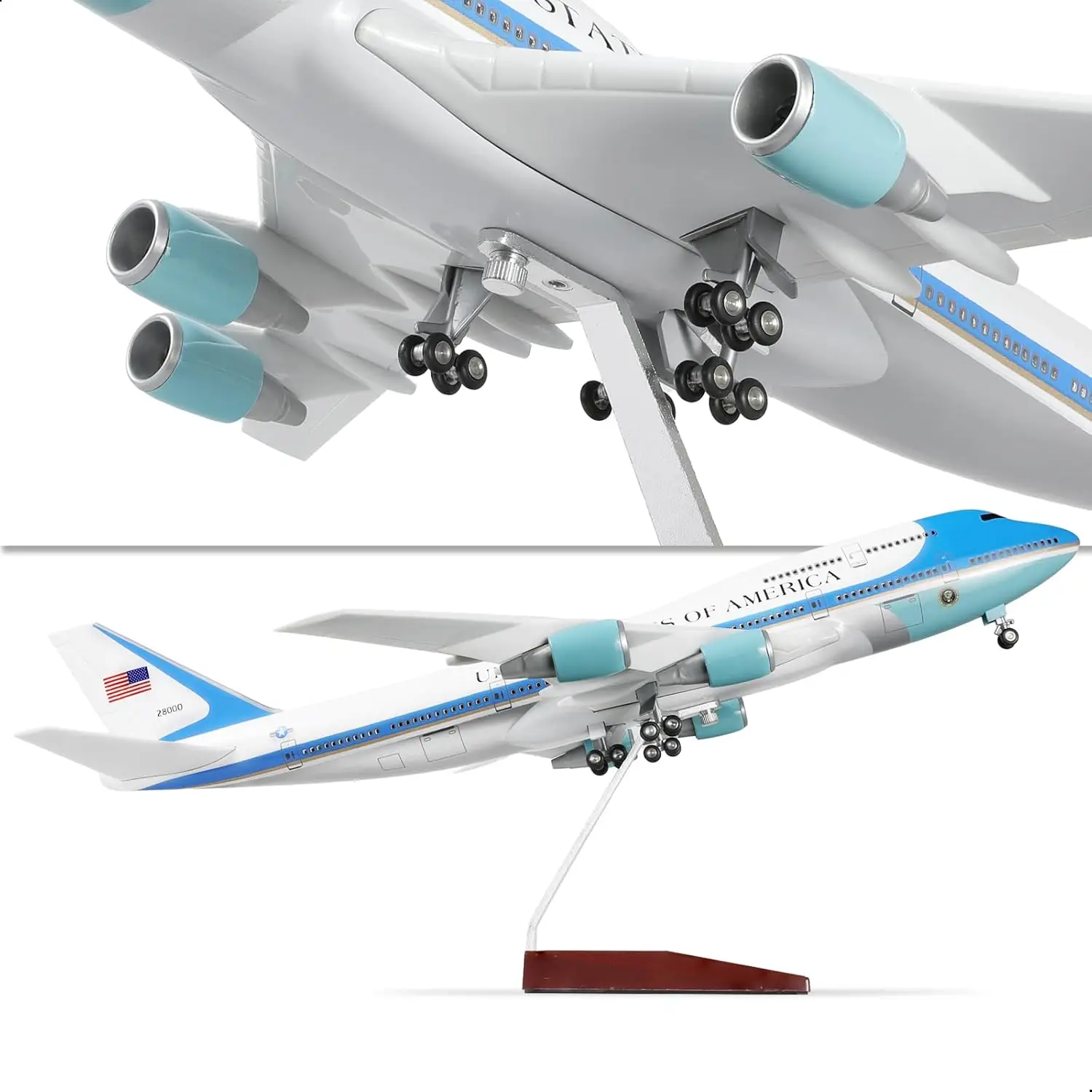 

47cm Air Force one B747 Diecast Resin Airplane Model Kit with Stand for Aviation Enthusiasts Gifts or Display Decorations