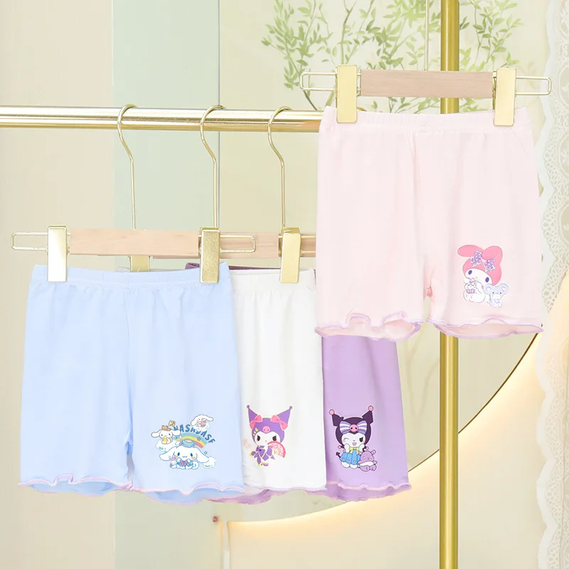 Sanrio Girls New Shorts Safety Pants Anti-Exposure Modal Leggings Cute Cartoon Cinnamoroll Melody Girls Holiday Clothing Gifts