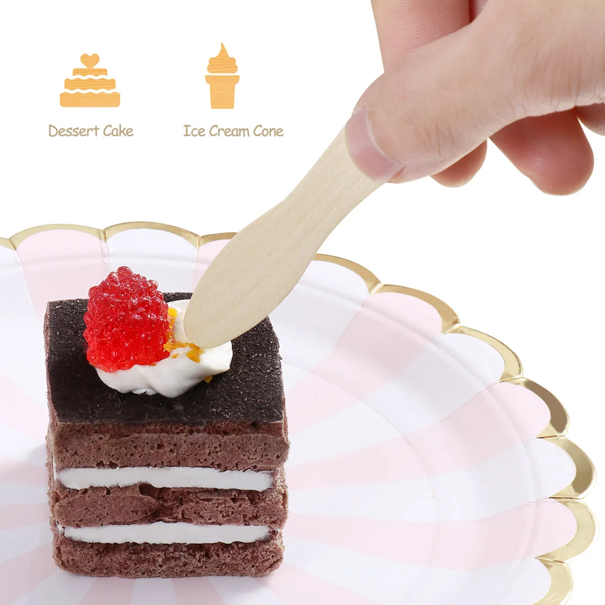 

100pcs Wooden Dessert Spoons Natural Wood Ice Cream Tasting Spoons Eco-Friendly Disposable Spoon For Kitchen Bar Use