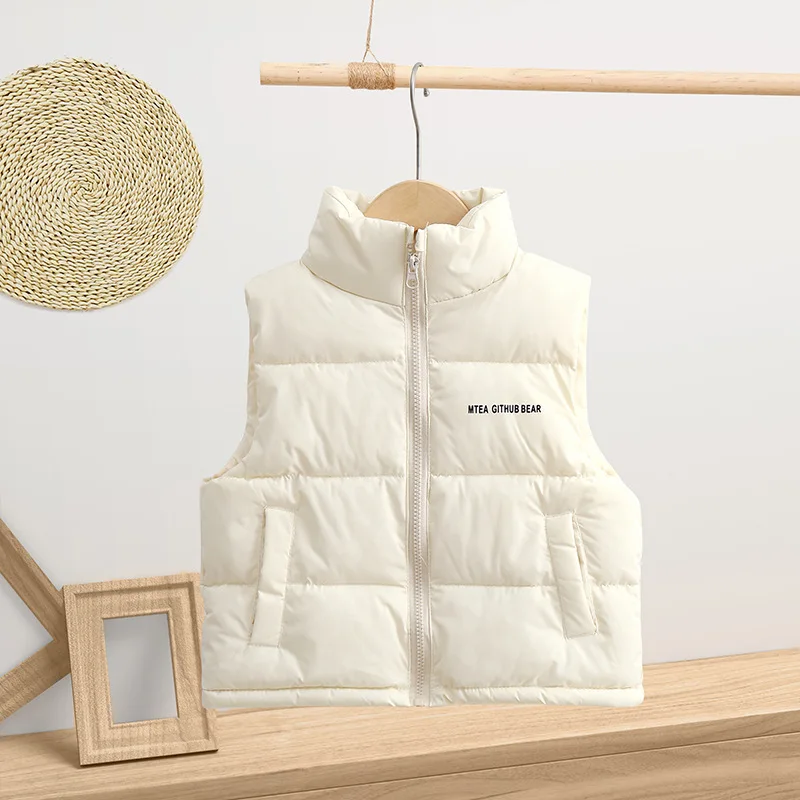 2025 Autumn Winter Children\'s Down cotton Vest Hooded Waterproof Vest For Boy1-8Y Kid sleeveless jacket Baby Girls Waistcoat