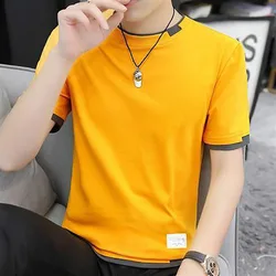 Fashion O-Neck Spliced All-match Fake Two Piece T-Shirt Men's Clothing 2023 Spring New Casual Pullovers Loose Korean Tee Shirt