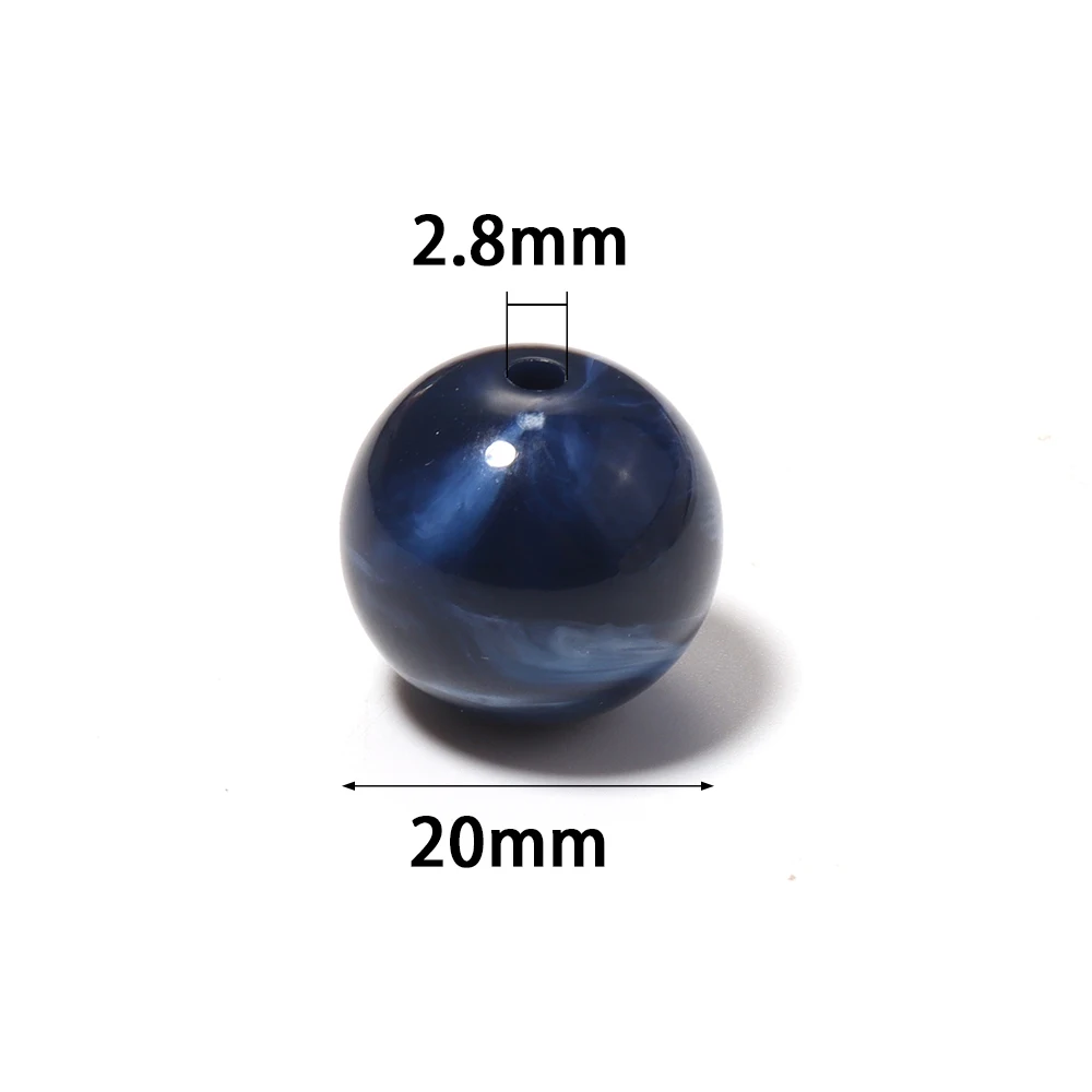 10/20Pcs 20mm Two-tone Dyed Cloud Acrylic Round Beads Loose Spacer Beads for Jewelry Making Bracelet Necklace DIY Accessory