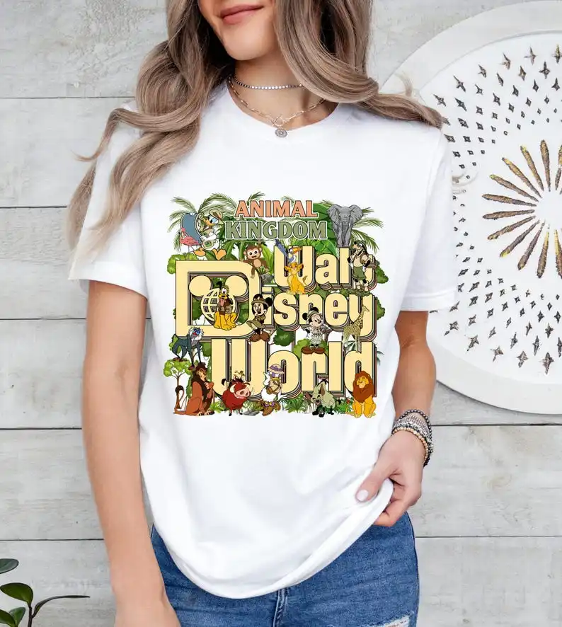 

2025 New Disney Pattern Printed Unisex Street Fashion Trend Short Sleeved Pure Cotton Round Neck T Shirt