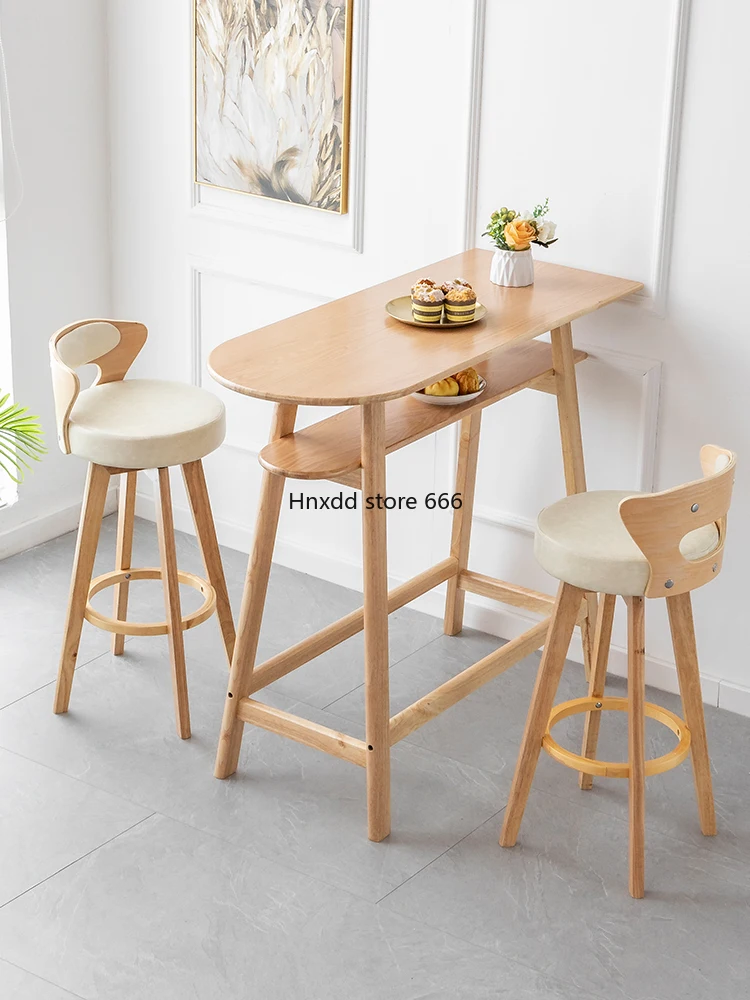 Solid wood bar table Modern minimalist creative home high-footed meal Nordic living room partition balcony wall bar table