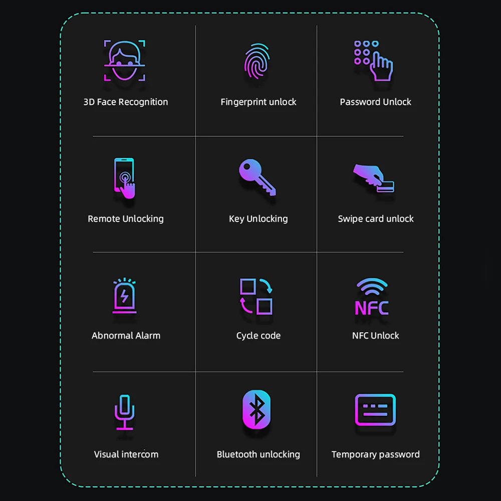 3D Face Recognition Digital Door Lock WiFi VLink Voice Intercom Fingerprint IC Card Smart Lock Unlock  Security Access Control