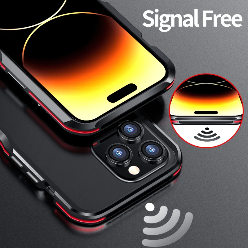 For iPhone 15 16 14 Pro Max Armor Case Luxury Metal Frame For iPhone 13 12 11 X XR Aluminum Alloy Lightweight Shockproof Bumper