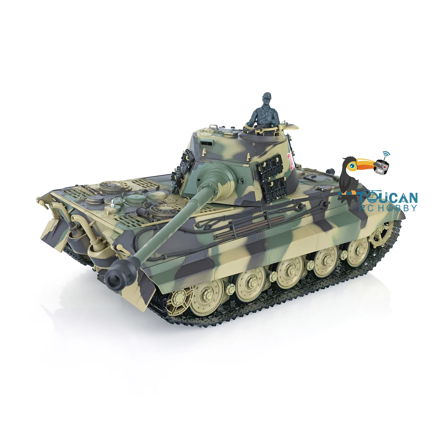 Toys HENG LONG 1/16 7.0 Plastic King Tiger RC Tank 3888A 360° Turret Barrel Recoil Speaker BB Shooting Smoke Machine Gun TH17521