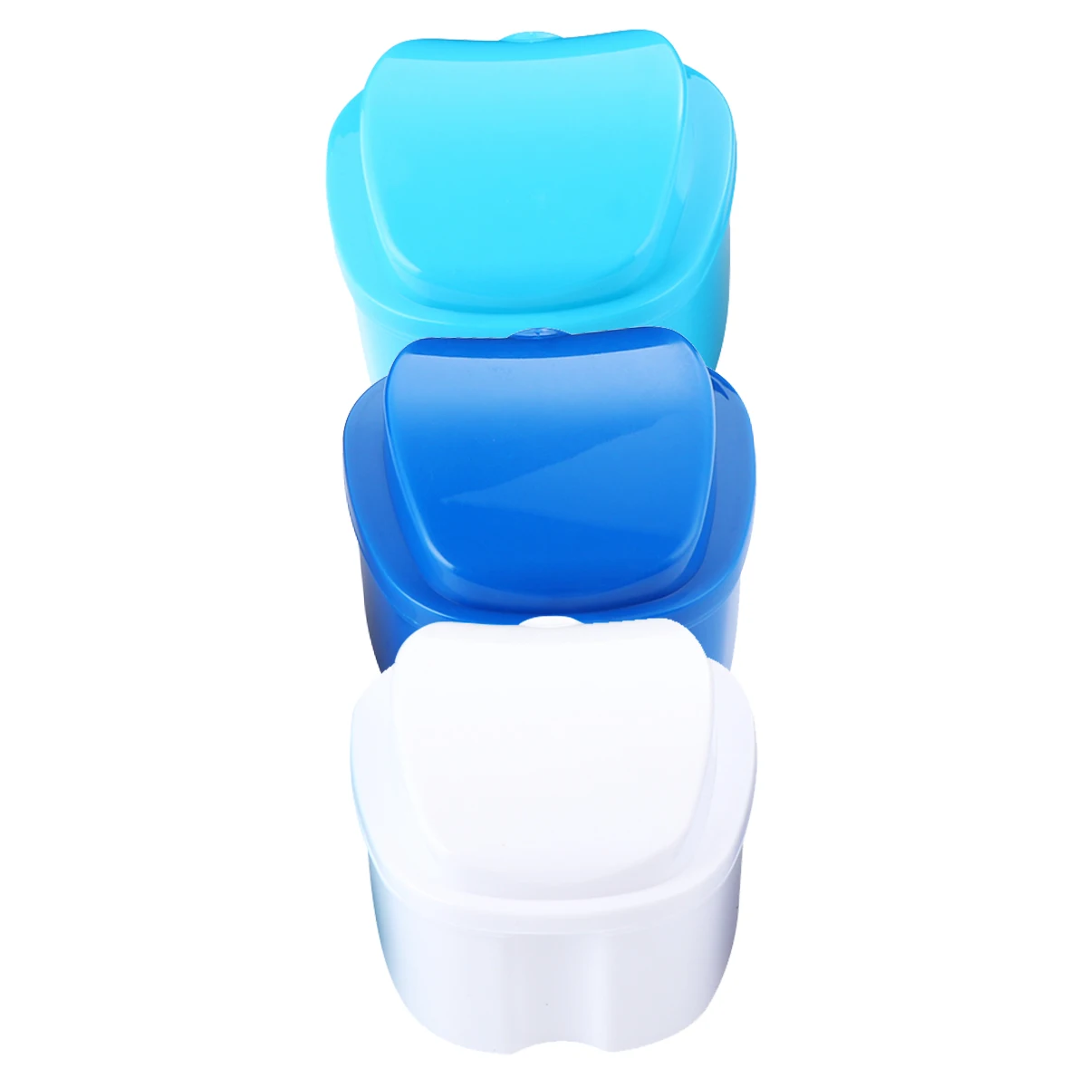 

3pcs Portable Denture Case Premium Plastic Storage For False Teeth Retainer Athletic Mouth Guard Travel Safe Dual Layer Box