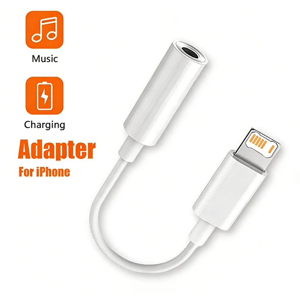 For Lighting to 3.5mm Headphone Adapter For iPhone X XR XS 11 12 13 Mini 14 Pro Max SE iOS to 3.5mm Jack AUX Audio Adapter Cable