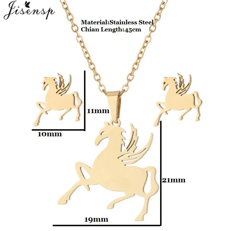 Vintage Stainless Steel Elephant Scarab Charm Necklace Women Cute Koala Tiger Jewelry Set Girls Animal Earring Accessories view 5